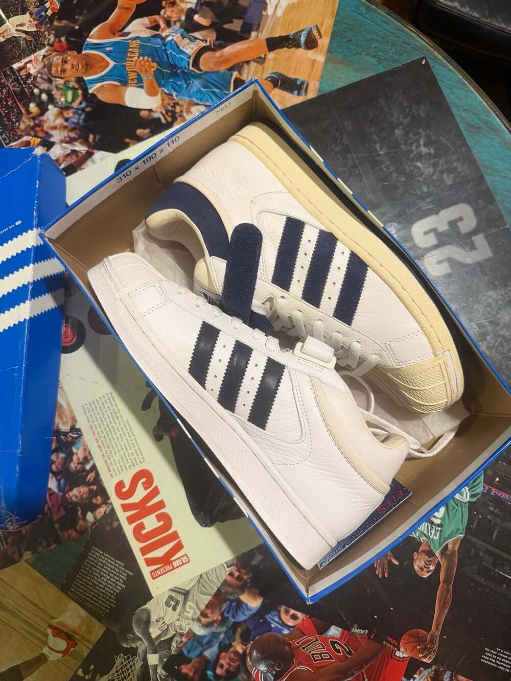 Adidas Pro Shell White Navy BY4383 Sneakers with Strap Size 8 Mens